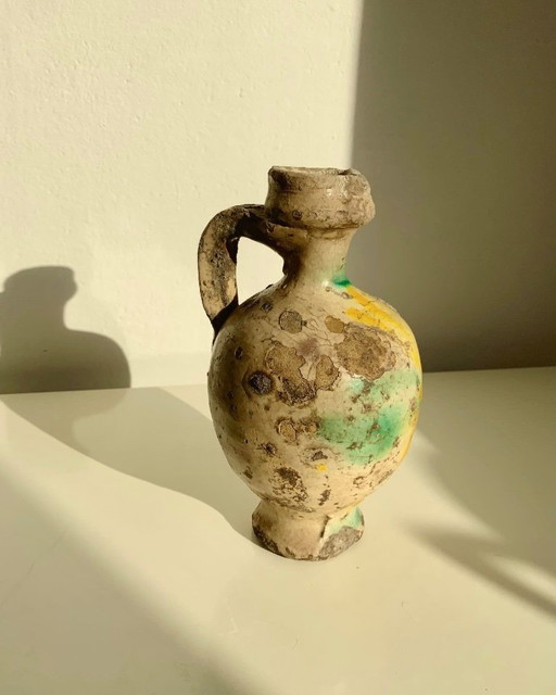 Small Quartara in polychrome majolica from Caltagirone