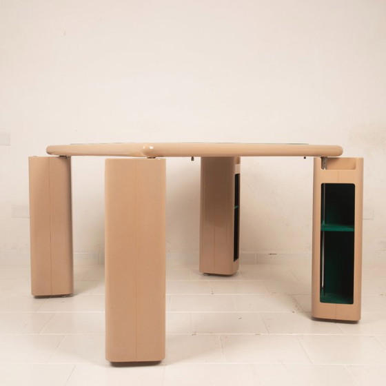 Pierluigi Molinari Lacquered Wood and Green Felt Game Table for Pozzi 1970, Dining tables, Beige (photo 16 of 21)