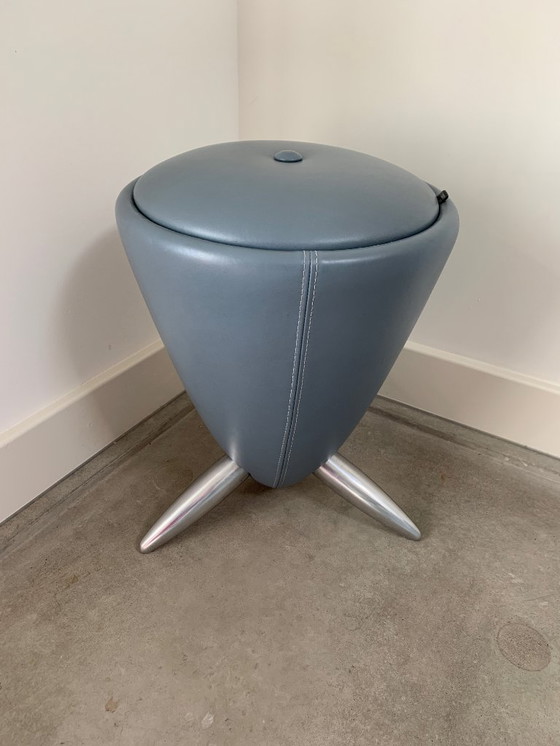 Image 1 of Leolux Bongo / Tamtam hollow Table d'appoint bleu gris Cuir