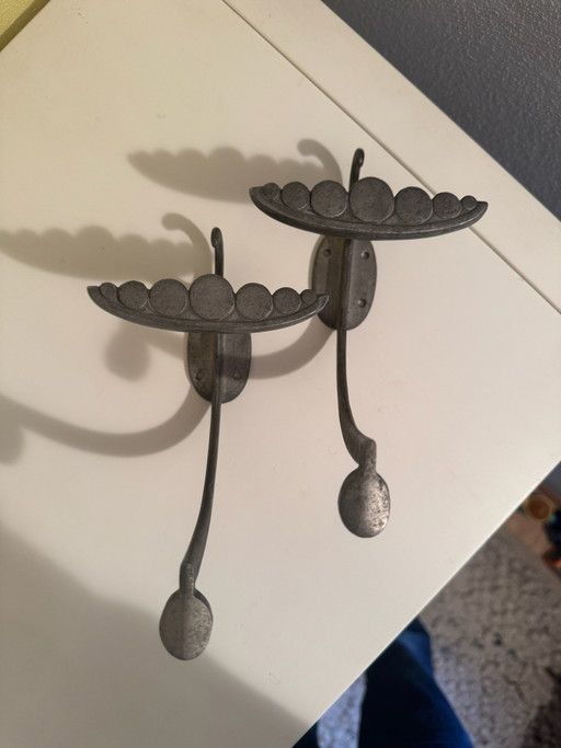 Coppia di Ganci da Parete Vintage in Metallo – Design Mid-Century Anni '60/'70