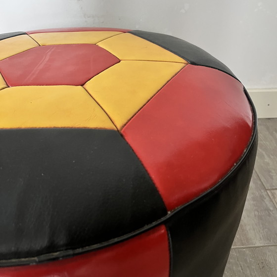 Image 1 of Prachtige vintage poef in meerdere kleuren leer