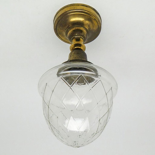 Vintage Pendant Lamp in Brass, 1930s – hanglampen, Glass