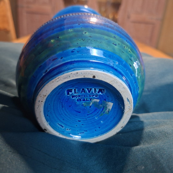Image 1 of Blaue Vase von Bitossi Ceramiche Aldo Londi Rimini
