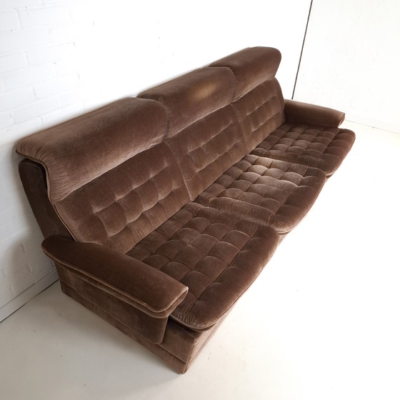 Image 1 of Vintage modular sofa from the 1970s, tufted brown velvet
