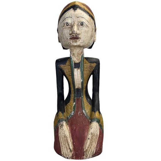 Sculptures javanaises antiques Loro Blonyo – Bois de teck massif – 51 cm – 8.4 kg (photo 2 of 10)