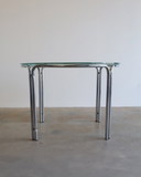 Vintage ronde buisframe tafel mat glas 