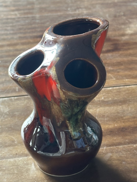 Image 1 of Triflore Vintage Vallauris ceramic vase H 16 cm