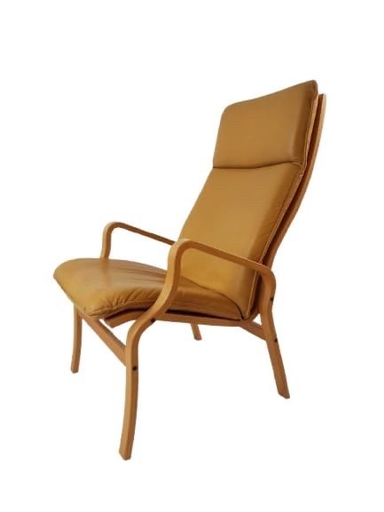 Image 1 of Vintage Fauteuil Ostergard Mosterdgeel Leer