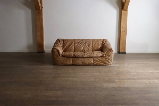 Image 1 of Ligne Roset Sloop Sofa By Michel Ducaroy In Cognac Leather, 1970s