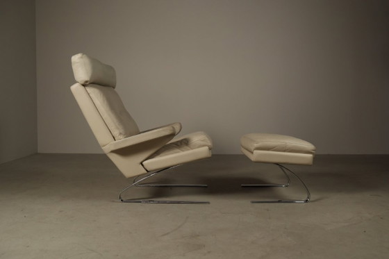Leren "Swing" loungefauteuil met poef voor COR Duitsland, jaren 60 – Hockers en poefs, Chrome, Leather (photo 11 of 15)