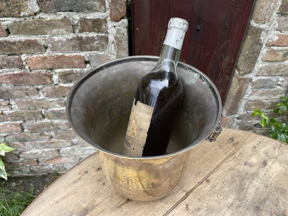 Image 1 of Enfriador de champán Enfriador de vino Louis Roederer plateado con cabezas de caballos