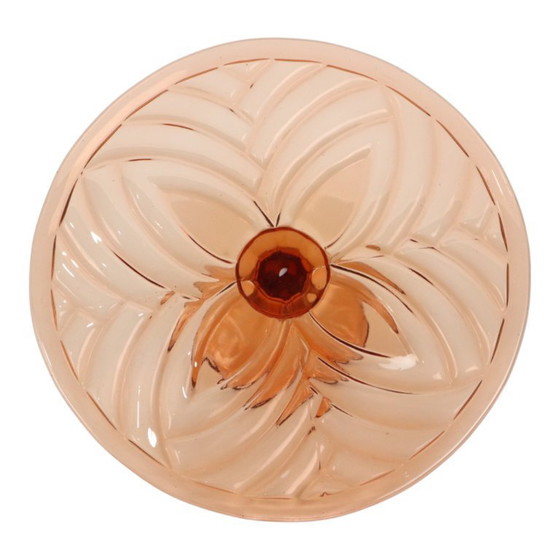 Image 1 of Piatto da torta Art Déco rosa e arancione