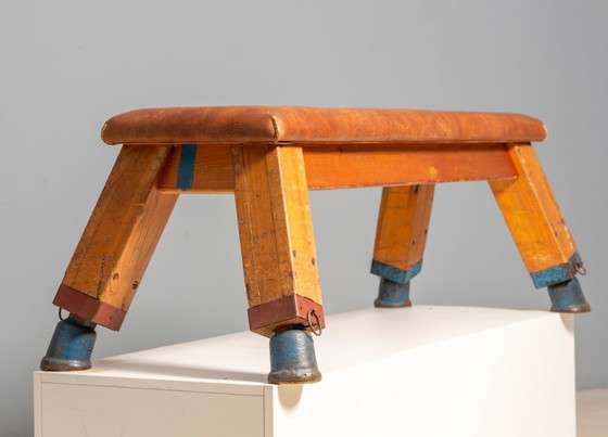 Image 1 of European Vintage Leather Gym Bench or Table, 1950s