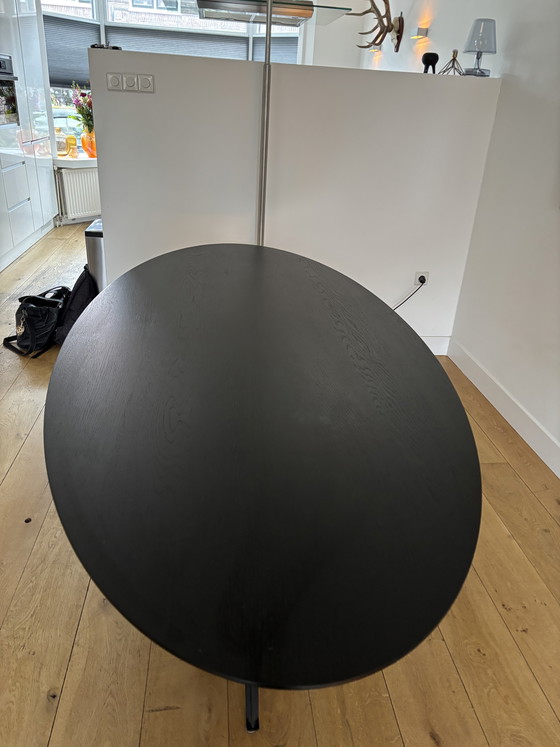 Image 1 of Tavolo da pranzo in rovere nero, modello danese con base sottile (kas20)