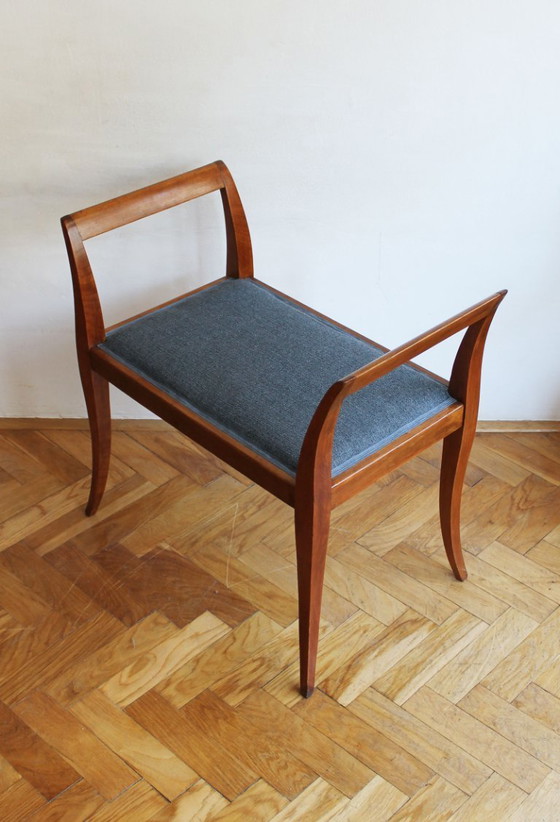 Image 1 of Tabouret sculptural Art Déco à accoudoirs incurvés, vers 1920