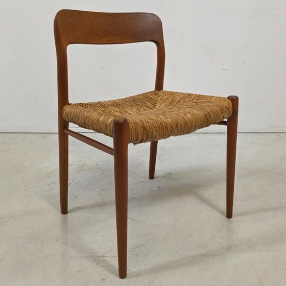 Image 1 of Set 5 eetkamerstoelen Niels Møller jaren 70 teak Deens design