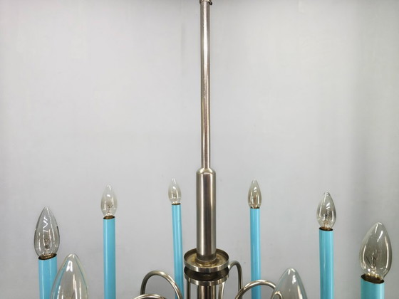Image 1 of Art Deco Chandelier with Matching Sconces, Czechoslovakia 1930s