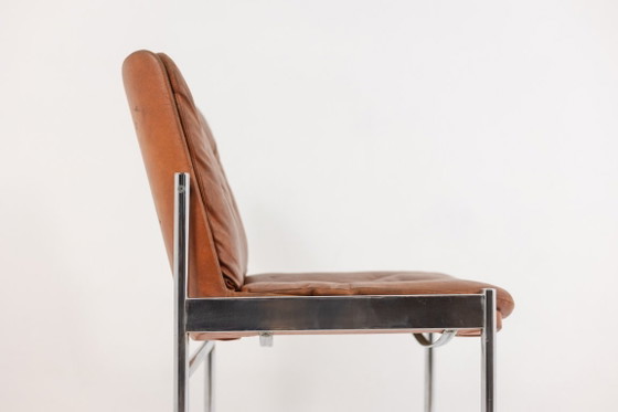 Image 1 of Set aus 6 Stühlen aus Leder und verchromtem Metall, 1970er Jahre