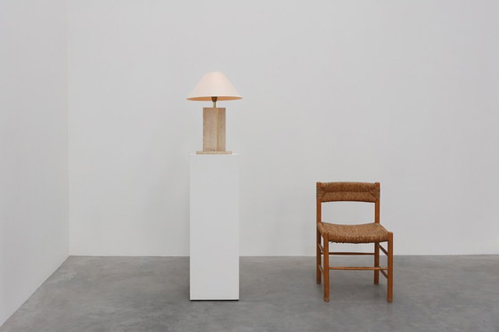 Image 1 of Travertin und Messing Tischlampe von Belino im Hollywood Regency Stil