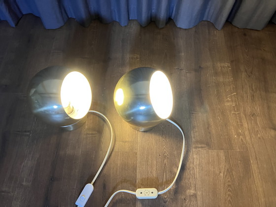Image 1 of Hemi Zweden, 2 Stuks Vintage Space Age Wandlampen Type KLOT 3