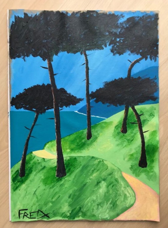 Image 1 of Acrylic on raw canvas A3 (42x30cm).