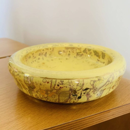 Bandeja para joyas amarilla y dorada, Jean Mazeaud & Faverot, Talleres de Sèvres MF – decoratieve objecten, Ceramic