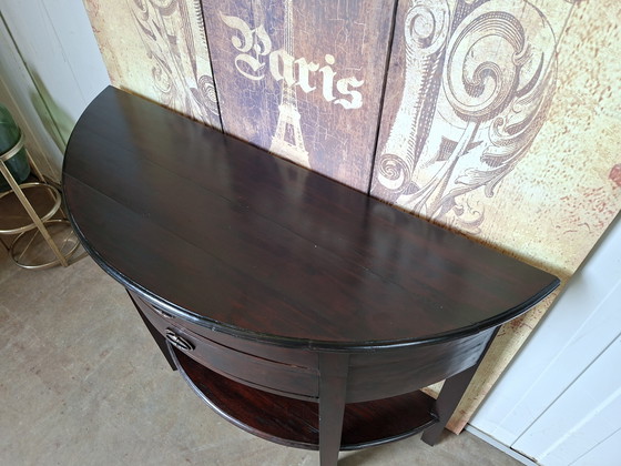 Image 1 of Table d'appoint coloniale en teck, console murale, dimensions : 110 x 40 cm et 79 cm de hauteur.