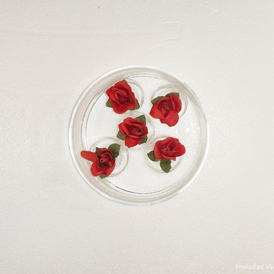 Image 1 of Centro de mesa de Murano de Barbini con soportes internos para rosas flotantes.