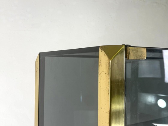 Smoked glass cabinet by Willy Rizzo for Mario Sabot-1970s., Display cabinets, Metal, Grey, Vintage (photo 7 of 8)