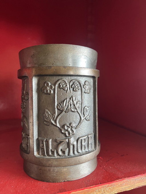 Vintage cast iron apothecary jar