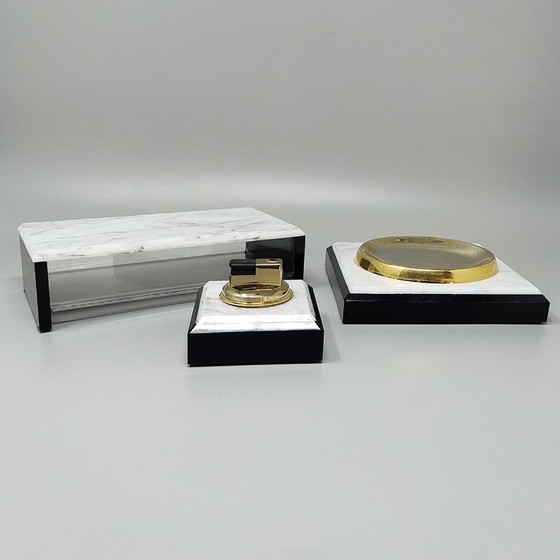 Image 1 of 1970s Gorgeous Smoking Set in Lucite and Brass. Made in Italy