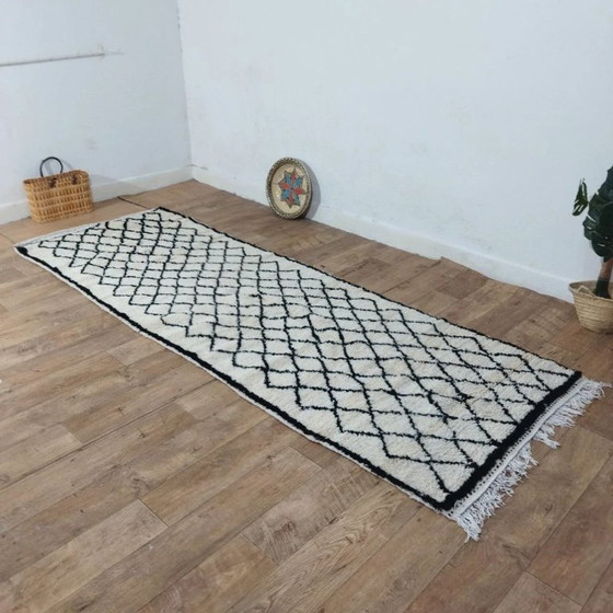 Image 1 of Beni Ouarain Läuferteppich – Handgewebte Naturwolle (304×110 cm)
