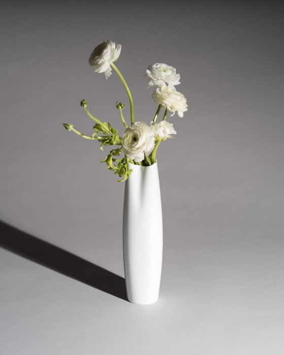 Image 1 of Tall Hutschenreuther Glossy Asymmetrical minimalist Porcelain Vase 28cm 70s-80s