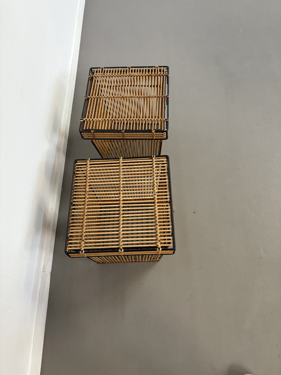 Image 1 of 2 Rohé Noordwolde Storage Box Rattan e Metallo anni '50