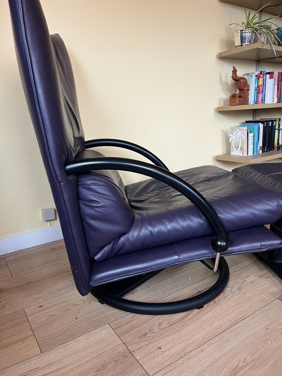 Rolf Benz Model 418 Torino Swivel Recliner Chair – Adjustable recliner chair, Leather, Metal (photo 3 of 5)