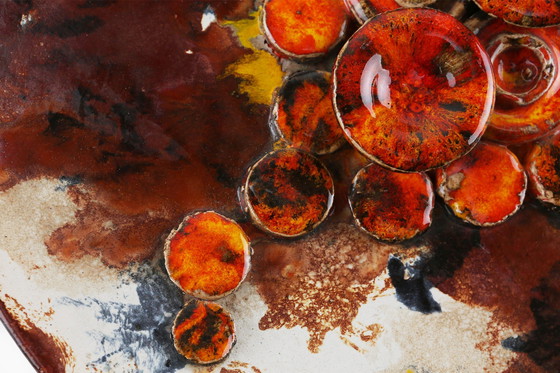 Image 1 of Ruscha Keramik Fett Lava Wandteller Pilze 717/3, Westdeutschland 1970er