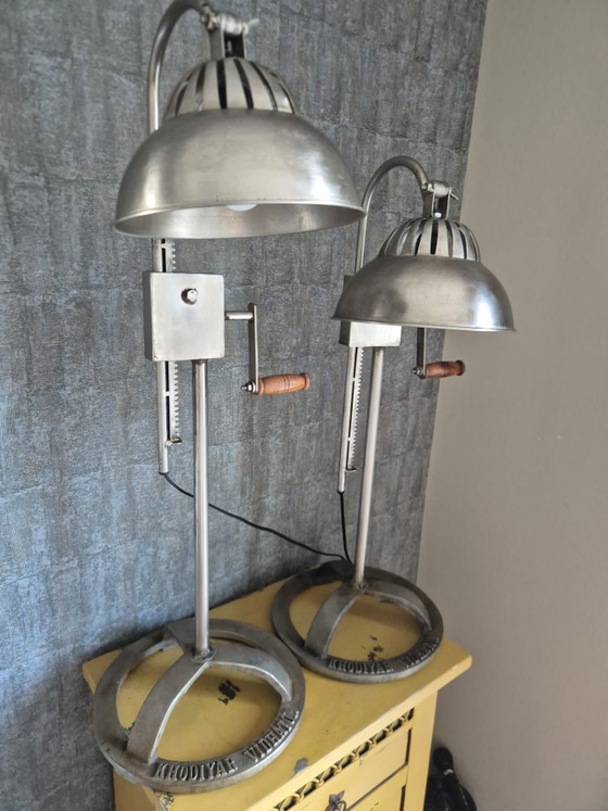 Two Beautiful Gutmann Factory Vintage Table lamps! – polished steel, Iron (photo 5 of 7)