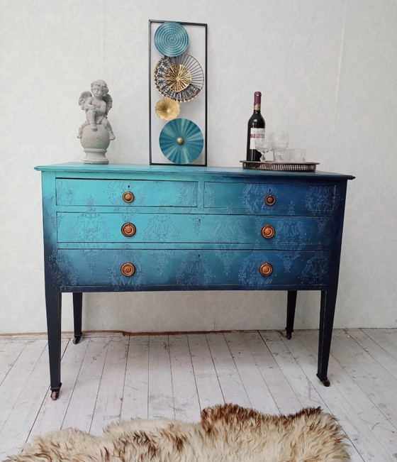 Image 1 of Antica cassettiera inglese in legno "Aqua