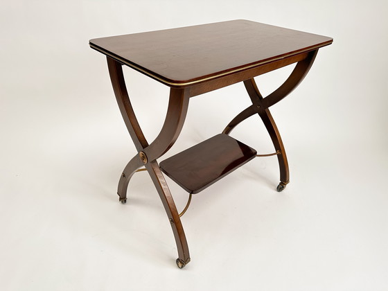 Image 1 of Vintage Mid-Century Side Table On Wheels