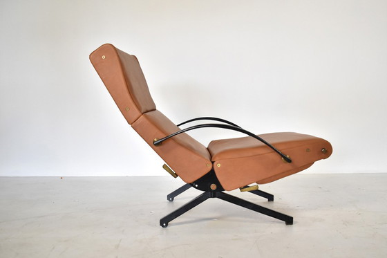Image 1 of Ein Paar P40 Lounge Chairs von Osvaldo Borsani für Tecno aus cognacfarbenem Leder, 1960er Jahre