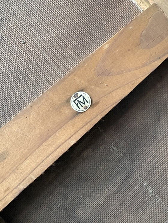 Image 1 of Vintage Bamboo Coffee Table with Black Plastic Top