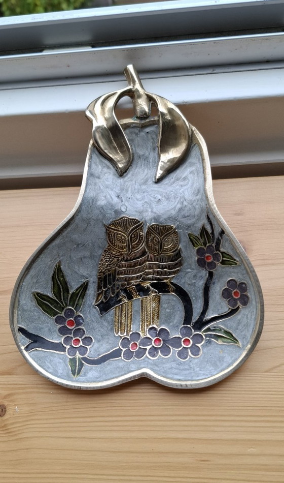 Charming vintage Cloisonné pear-shaped dish. – Cloisonné., Table accessories, Copper (photo 8 of 11)