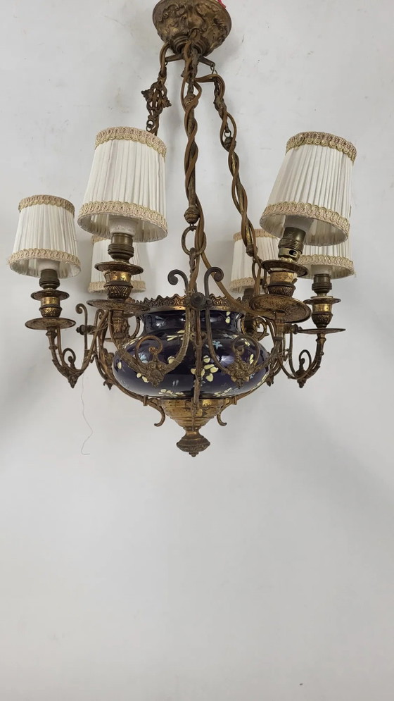 Napoleon III chandelier with 6 arms of light – Brass (photo 2 of 9)