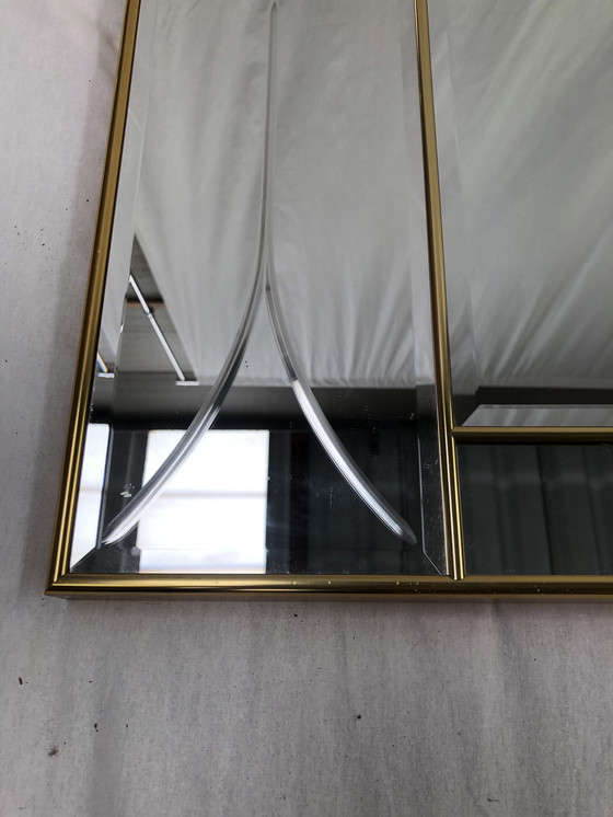 Image 1 of Large faceted mirror framed in brass