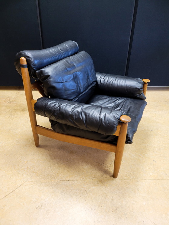 Image 1 of Vintage Black Leather Armchair By Eric Merthen For Ire Möbler