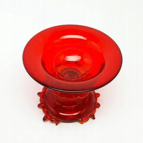 Ciotola Postmoderna su Supporto di Cracow Glassworks, Polonia, anni '70, Ciotole, Vetro, Rosso (foto 5 di 15)