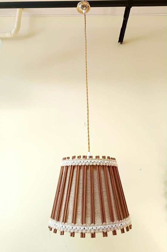 Image 1 of Scandinavische hanglamp van rotan en jute, 1970