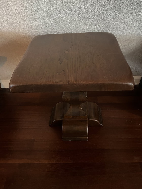 Image 1 of Heavy vintage solid oak brutalist side table