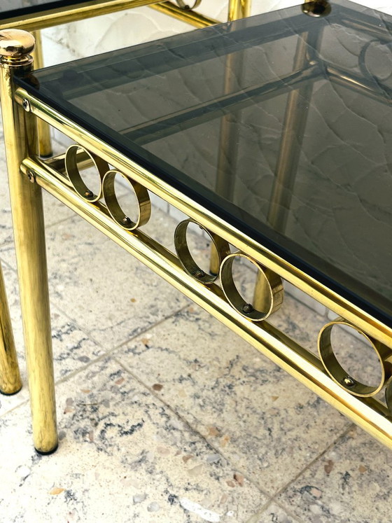 Pair of Belgo Chrome Side tables, Belgochrom, Brass, Gold (photo 7 of 14)