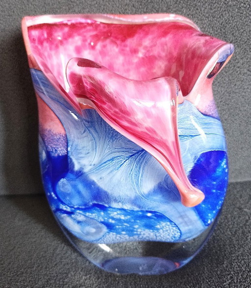 Skulpturale Vase aus mundgeblasenem Glas, signiert Gambier 1996 – Französische Glaskunst